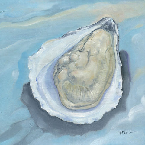 Oyster Close Up XI - Aqua Black Modern Wood Framed Art Print by Brent, Paul