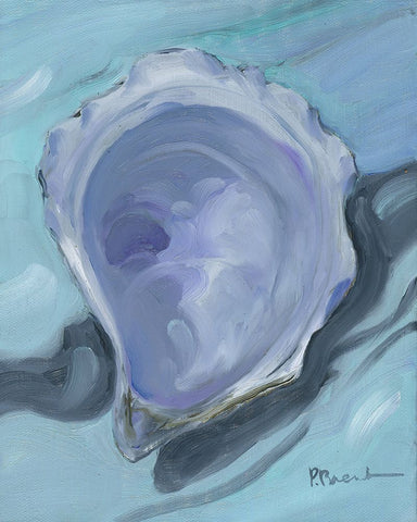 Oyster Close Up XII - Aqua White Modern Wood Framed Art Print with Double Matting by Brent, Paul