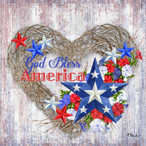 Patriotic Wreath I White Modern Wood Framed Art Print with Double Matting by Brent, Paul