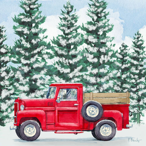 Winter Truck - Holiday Black Modern Wood Framed Art Print by Brent, Paul