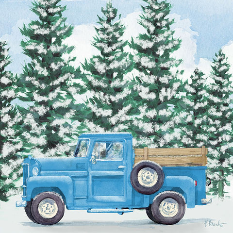 Blue Winter Truck Black Modern Wood Framed Art Print by Brent, Paul