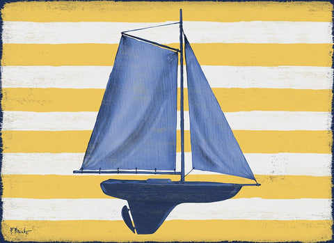 Sunny Nautical II - Yellow Black Modern Wood Framed Art Print by Brent, Paul