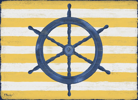 Sunny Nautical III - Yellow White Modern Wood Framed Art Print with Double Matting by Brent, Paul