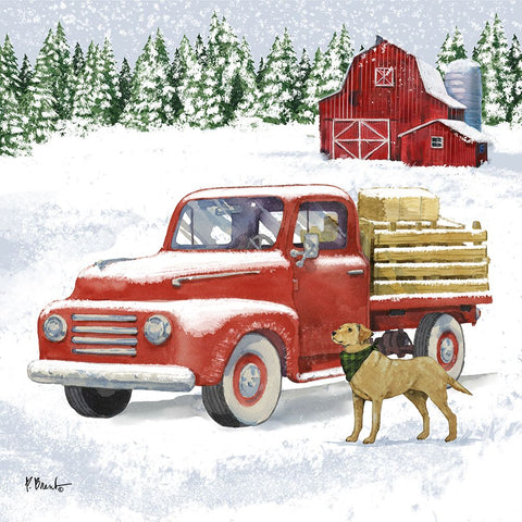 Winter Truck II White Modern Wood Framed Art Print with Double Matting by Brent, Paul