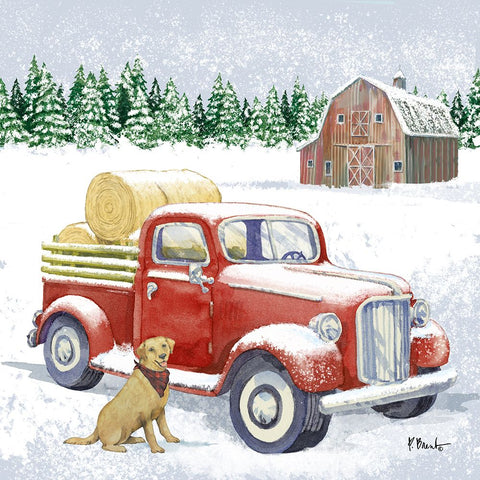 Winter Truck III White Modern Wood Framed Art Print with Double Matting by Brent, Paul