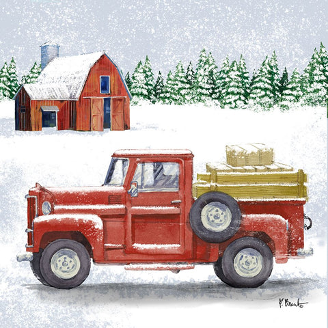 Winter Truck IV White Modern Wood Framed Art Print with Double Matting by Brent, Paul