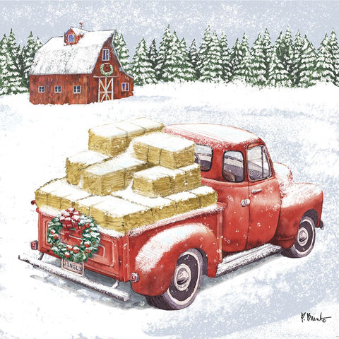 Holiday Winter Truck I Black Modern Wood Framed Art Print by Brent, Paul