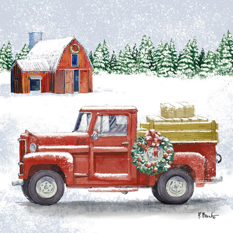 Holiday Winter Truck IV Black Modern Wood Framed Art Print by Brent, Paul