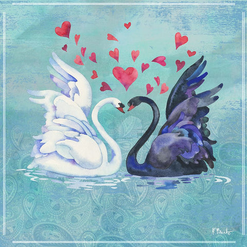 Love Birds III White Modern Wood Framed Art Print with Double Matting by Brent, Paul