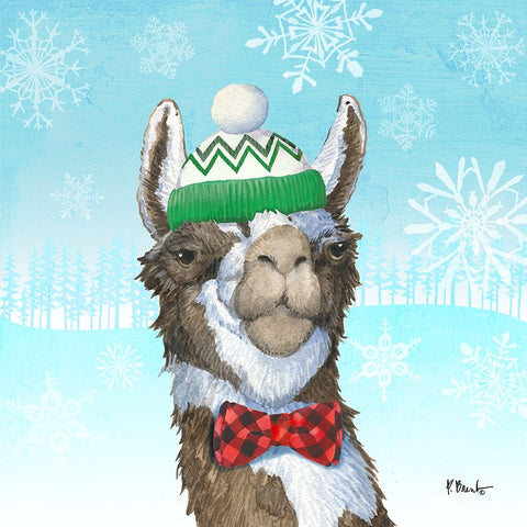 Fa La La Llama I White Modern Wood Framed Art Print with Double Matting by Brent, Paul