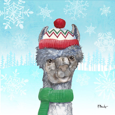 Fa La La Llama II White Modern Wood Framed Art Print with Double Matting by Brent, Paul