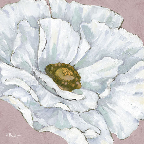 Floral Bloom II - Pink White Modern Wood Framed Art Print with Double Matting by Brent, Paul