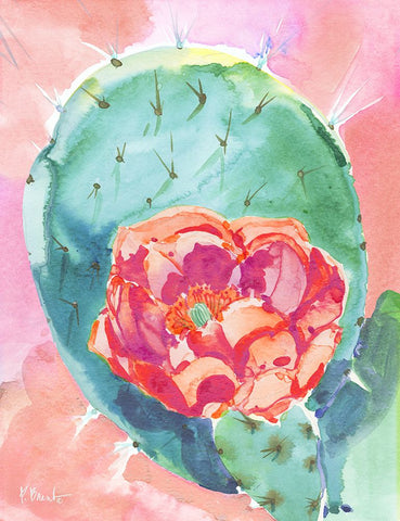 Cactus Bloom II Black Modern Wood Framed Art Print by Brent, Paul