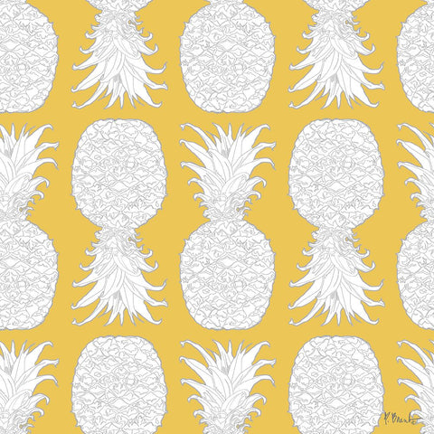 White Pineapple Repeat I White Modern Wood Framed Art Print with Double Matting by Brent, Paul