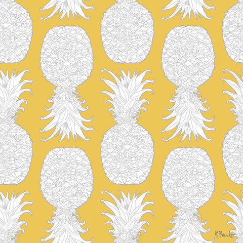 White Pineapple Repeat II White Modern Wood Framed Art Print with Double Matting by Brent, Paul