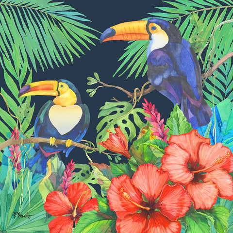 Tropical Fresh II - Midnight Black Ornate Wood Framed Art Print with Double Matting by Brent, Paul