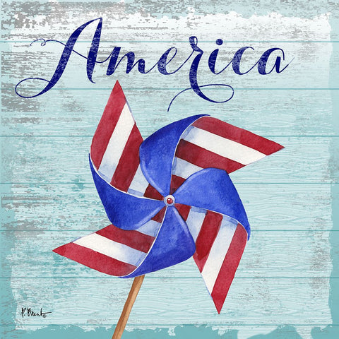 Patriotic Pinwheel I Black Modern Wood Framed Art Print by Brent, Paul