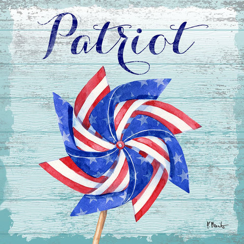 Patriotic Pinwheel IV White Modern Wood Framed Art Print with Double Matting by Brent, Paul