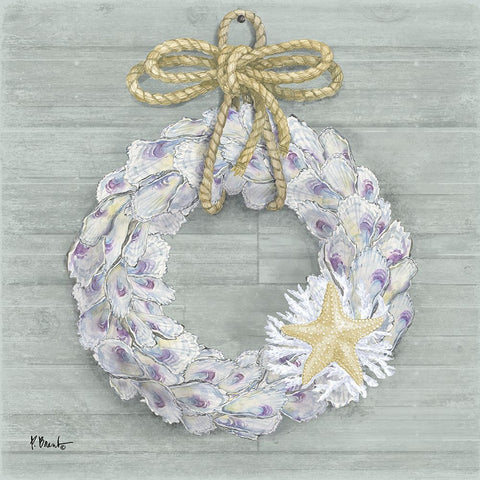 Oyster Wreath White Modern Wood Framed Art Print with Double Matting by Brent, Paul