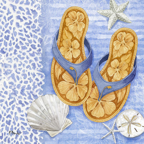 Key Largo Sandals III White Modern Wood Framed Art Print with Double Matting by Brent, Paul