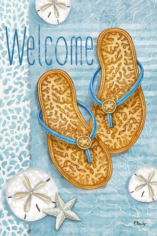 Key Largo Sandals Vertical White Modern Wood Framed Art Print with Double Matting by Brent, Paul