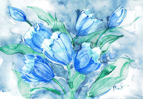 Fresh Tulips White Modern Wood Framed Art Print with Double Matting by Brent, Paul