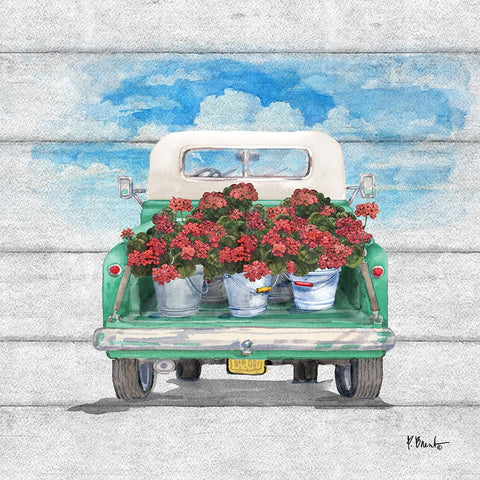 Flower Truck II Black Ornate Wood Framed Art Print with Double Matting by Brent, Paul