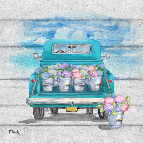 Flower Truck III Black Modern Wood Framed Art Print by Brent, Paul