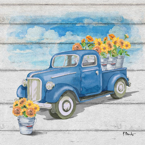 Flower Truck IV Black Modern Wood Framed Art Print by Brent, Paul