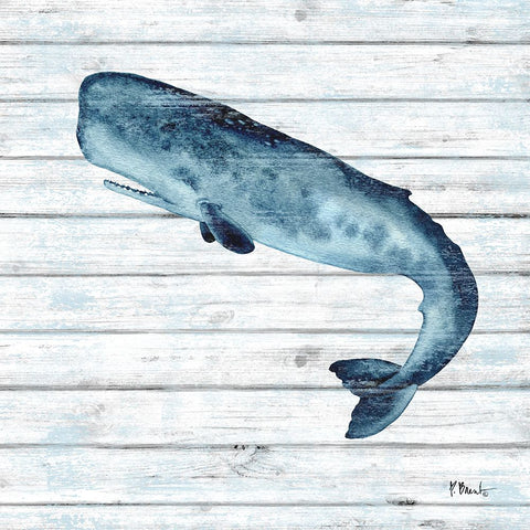 Bristol Whale II White Modern Wood Framed Art Print with Double Matting by Brent, Paul