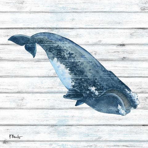 Bristol Whale III White Modern Wood Framed Art Print with Double Matting by Brent, Paul