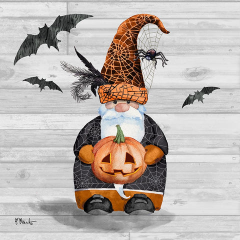 Halloween Gnome I Black Modern Wood Framed Art Print by Brent, Paul