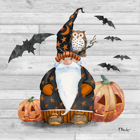 Halloween Gnome II White Modern Wood Framed Art Print with Double Matting by Brent, Paul