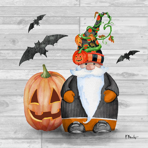 Halloween Gnome IV White Modern Wood Framed Art Print with Double Matting by Brent, Paul