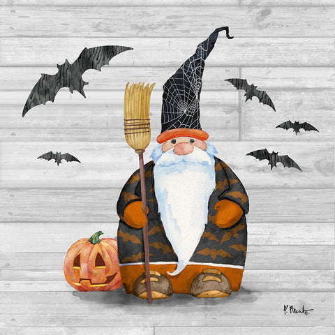 Halloween Gnome V Black Modern Wood Framed Art Print by Brent, Paul