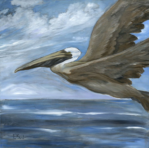 Updraft Brown Pelican Black Modern Wood Framed Art Print by Brent, Paul