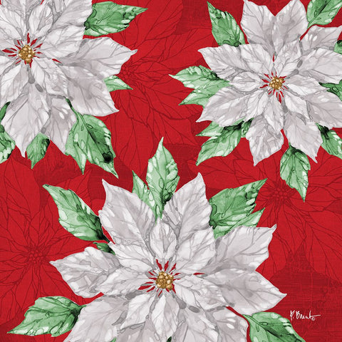 Fiona Poinsettias I - Red White Modern Wood Framed Art Print with Double Matting by Brent, Paul