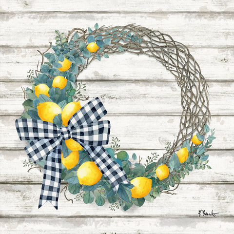 Lemon Wreath III Black Modern Wood Framed Art Print by Brent, Paul