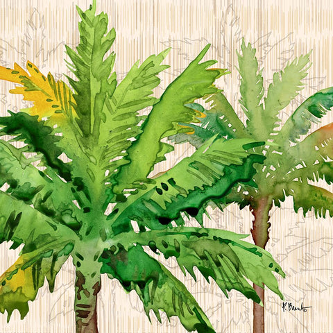 Hilo Palms III White Modern Wood Framed Art Print with Double Matting by Brent, Paul