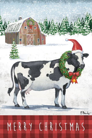 Christmas Cow Black Modern Wood Framed Art Print by Brent, Paul