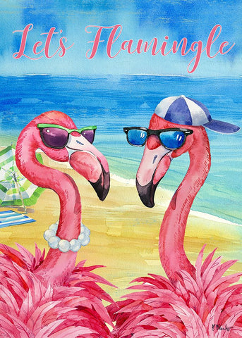 Flamingo Couple Black Modern Wood Framed Art Print by Brent, Paul