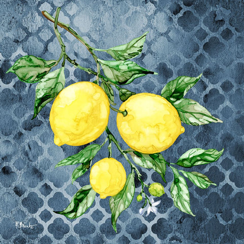 Sicilian Lemons III - Indigo Black Modern Wood Framed Art Print by Brent, Paul