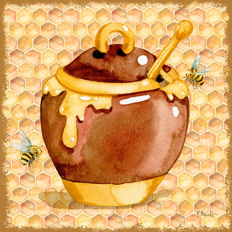 Honey Pot II - Honeycomb White Modern Wood Framed Art Print with Double Matting by Brent, Paul