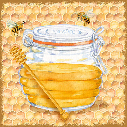 Honey Pot III - Honeycomb White Modern Wood Framed Art Print with Double Matting by Brent, Paul