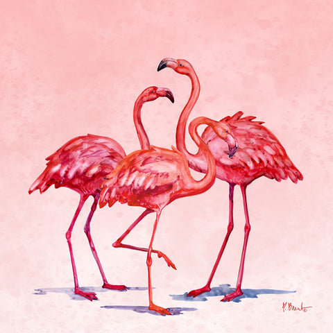 Hilo Flamingos IV White Modern Wood Framed Art Print with Double Matting by Brent, Paul