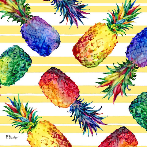 Hilo Pineapple Toss I White Modern Wood Framed Art Print with Double Matting by Brent, Paul