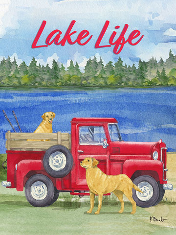 Lake Truck I White Modern Wood Framed Art Print with Double Matting by Brent, Paul