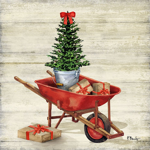 Christmas Wagon I Black Modern Wood Framed Art Print by Brent, Paul