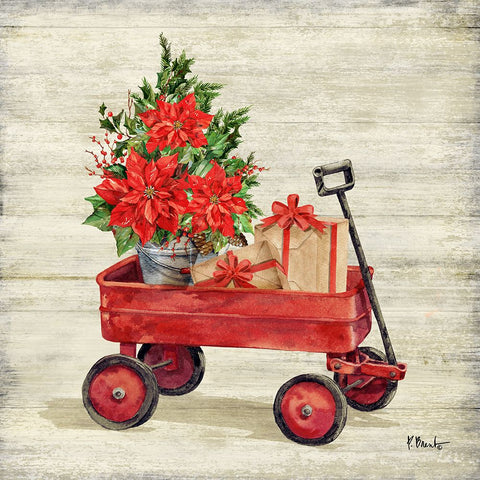 Christmas Wagon V Black Modern Wood Framed Art Print by Brent, Paul