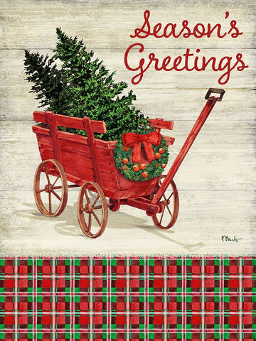 Christmas Wagon Vertical II White Modern Wood Framed Art Print with Double Matting by Brent, Paul